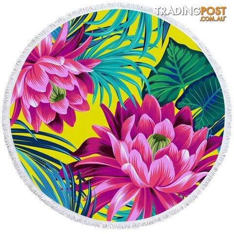 Colorful Tropical Flowers Beach Towel - Towel - 7427046310574