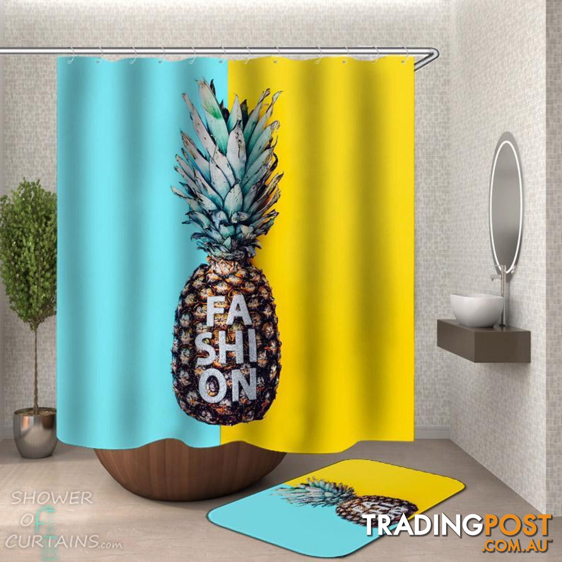 Fashion Pineapple Shower Curtain - Curtain - 7427046300940