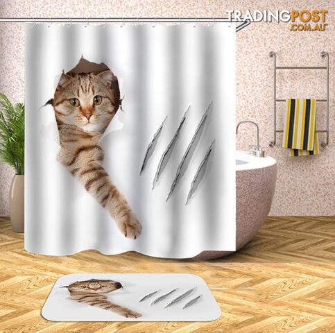 Scratching Cat Shower Curtain - Curtain - 7427045946576