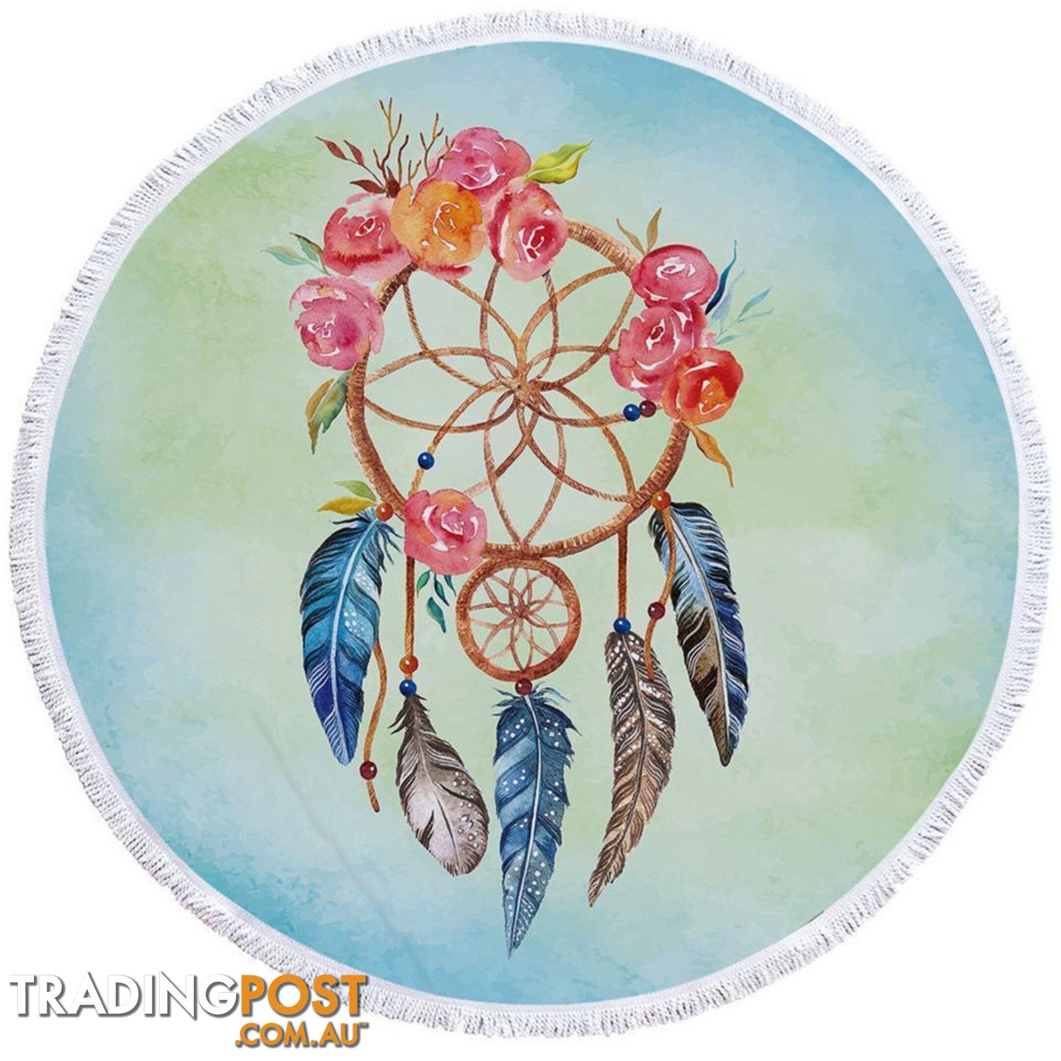 Dream Catcher and Flowers Beach Towel - Towel - 7427046327909