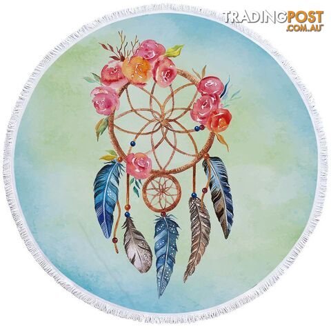 Dream Catcher and Flowers Beach Towel - Towel - 7427046327909