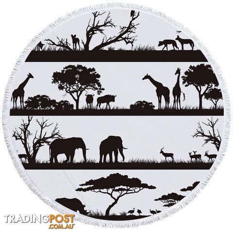 Black and White Africa Beach Towel - Towel - 7427046304795