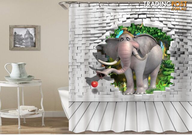 Cartoon Elephant Character Shower Curtain - Curtain - 7427046032698