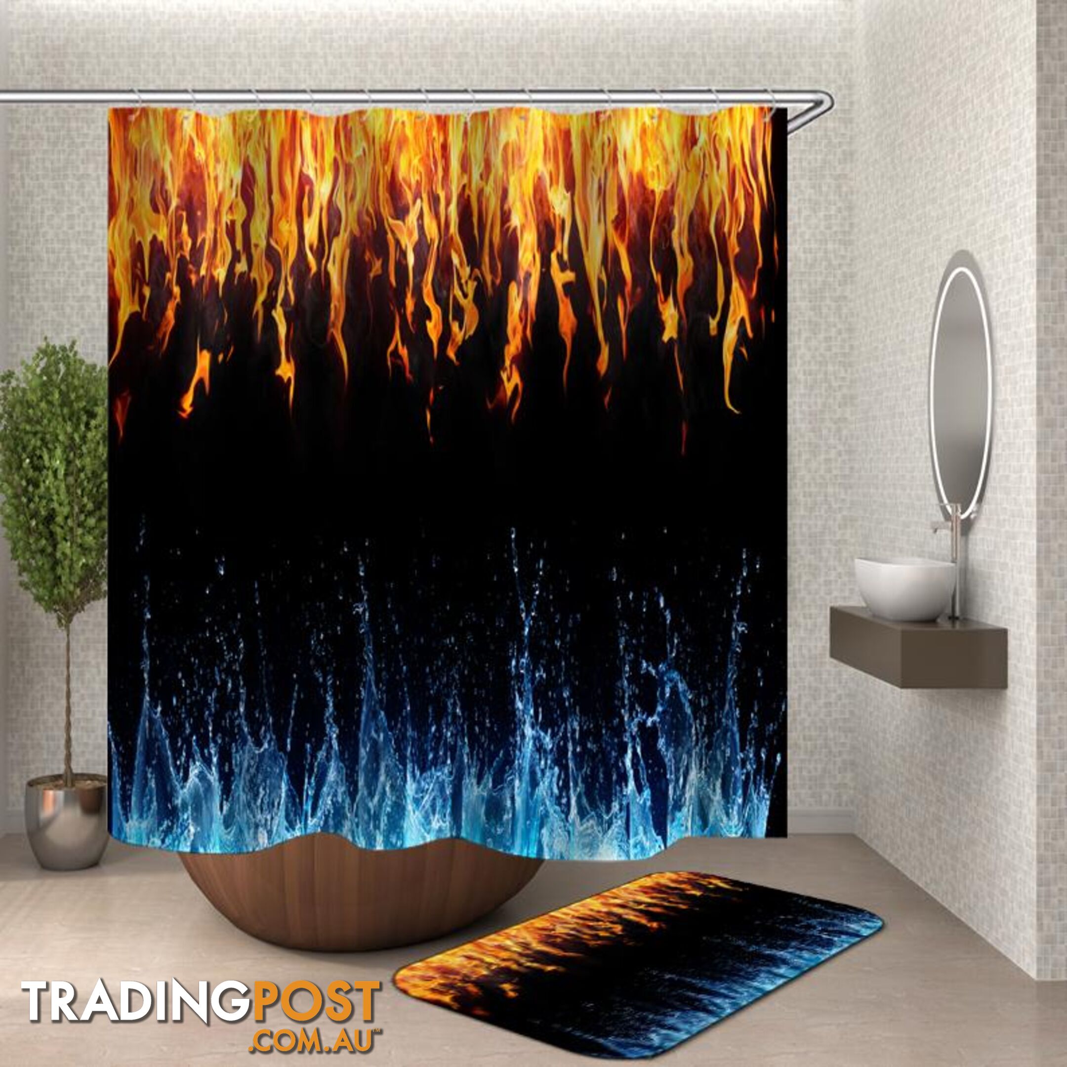 Water VS Fire Shower Curtain - Curtain - 7427046120302