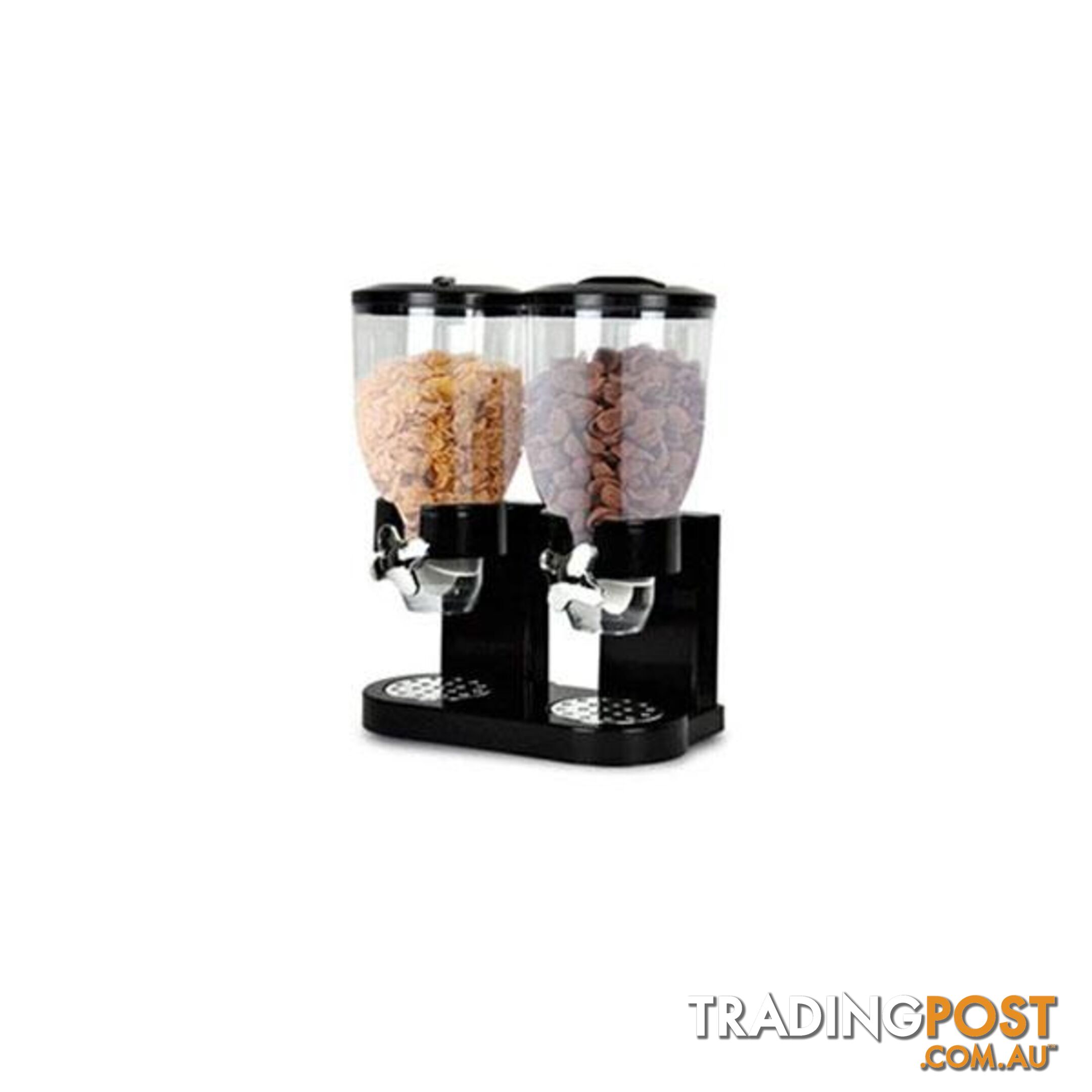 Double Cereal Dispenser Dry Food Storage Container Black - Dry Food Storage Container - 7427005881978