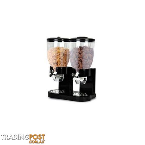 Double Cereal Dispenser Dry Food Storage Container Black - Dry Food Storage Container - 7427005881978