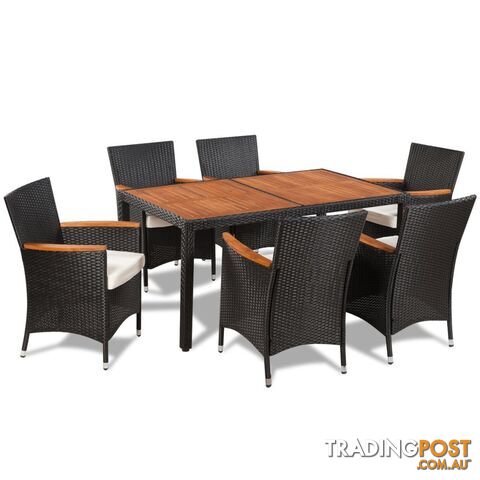 Outdoor Rattan Acacia Table Top Dining Set (7 Pcs) - Unbranded - 4326500418791