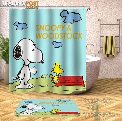 Snoopy And Woodstock Shower Curtain - Curtain - 7427046235693