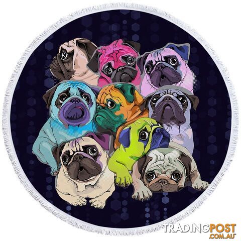 Adorable Pugs Beach Towel - Towel - 7427046310062