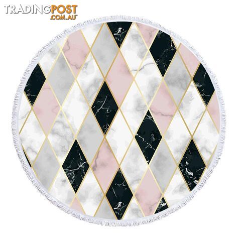 Pinkish and Black Geometric Shape Marble Beach Towel - Towel - 7427046341257