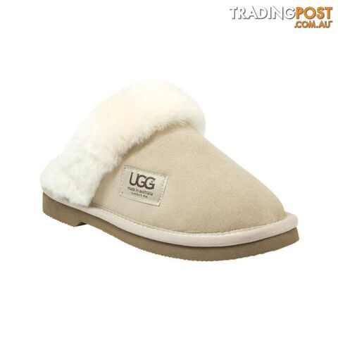 UGG Merino Sheepskin Fur Trim Scuff Memory Foam Sand - UGG - 822427524224