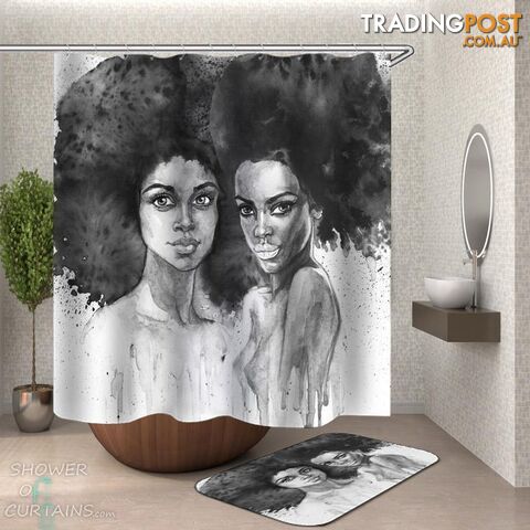 Art Painting Beautiful African Girls Shower Curtain - Curtain - 7427046300261