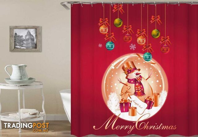 Warm Red Merry Christmas Shower Curtain - Curtains - 7427046066228