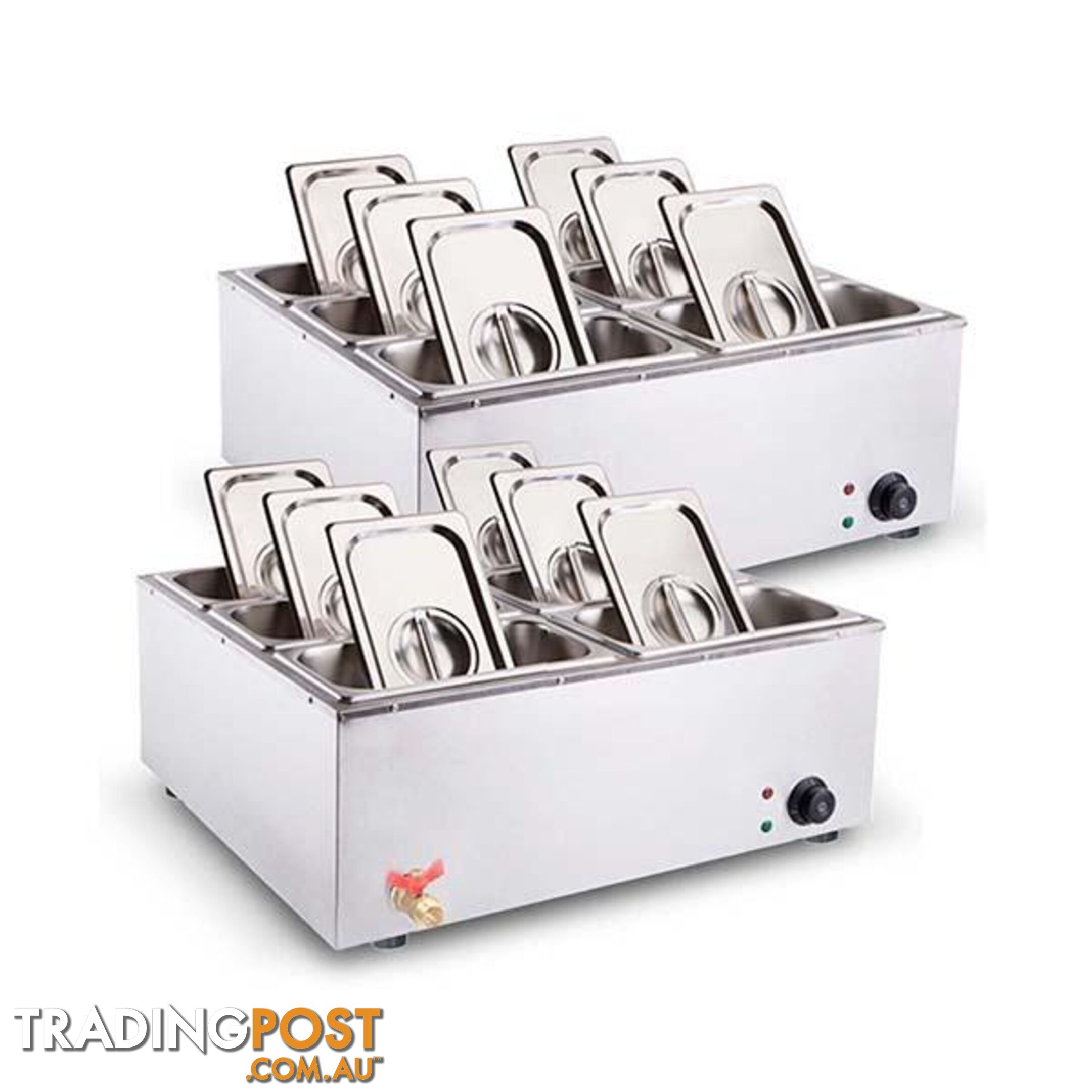 Soga 2X Stainless Steel Electric Food Warmer With Pans And Lids 6X3L - Soga - 9476062092863