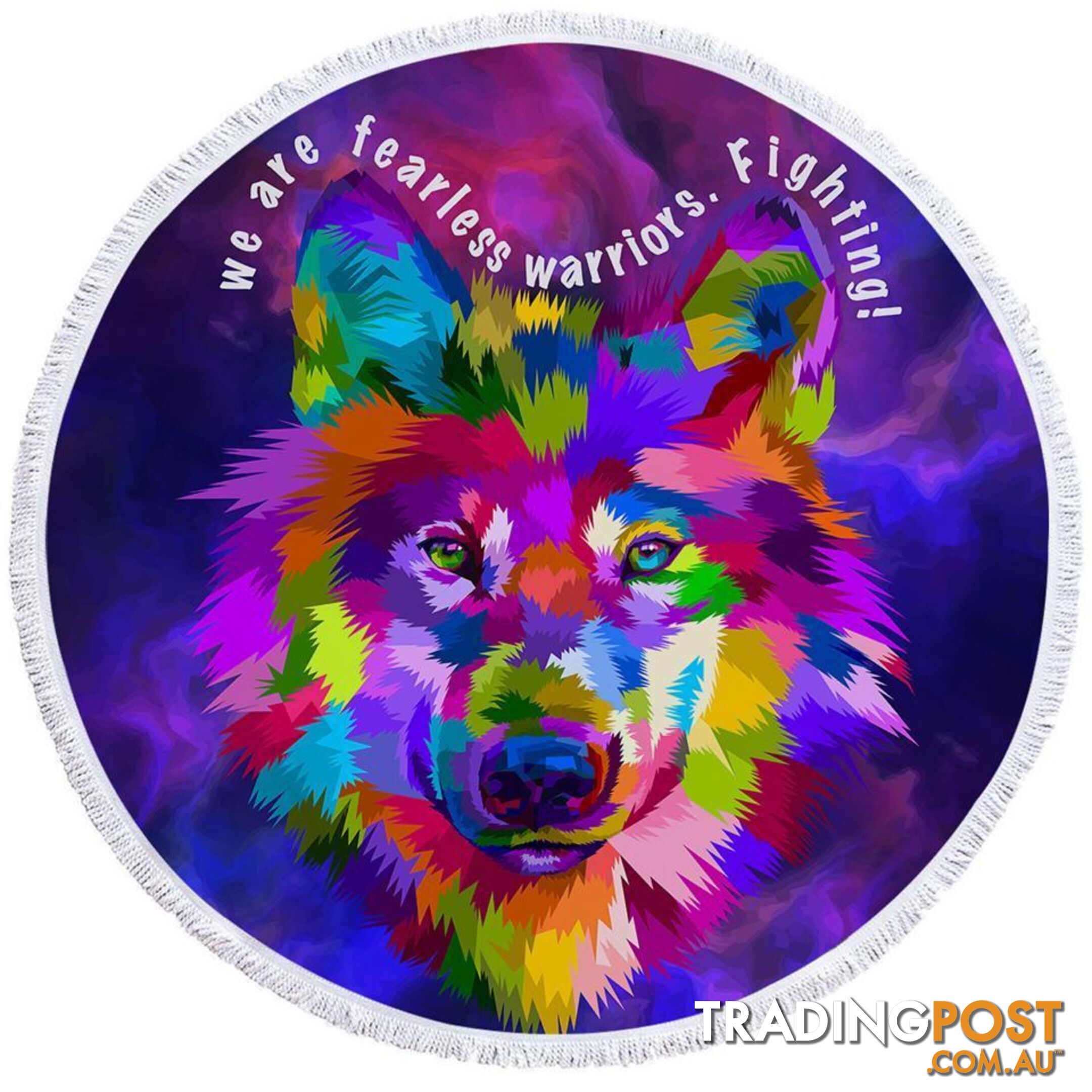 Colorful Warrior Wolf Beach Towel - Towel - 7427046314978