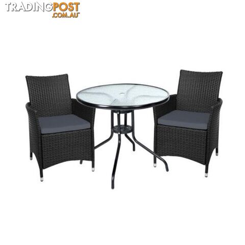 Outdoor Furniture Dining Chair Table Bistro Set Wicker Cafe Bar Set - Gardeon - 9355720036732
