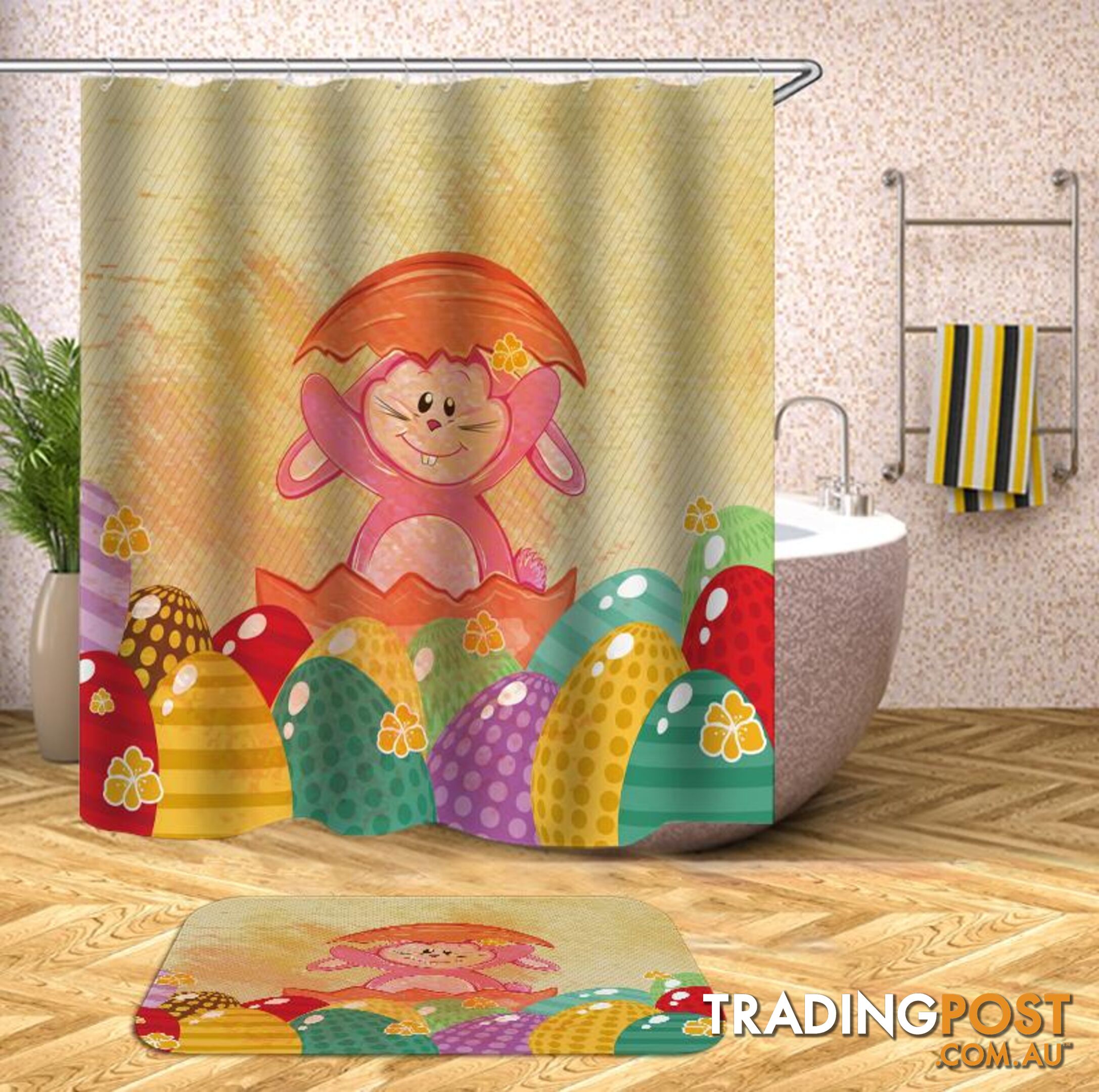 Friendly Easter Bunny Shower Curtain - Curtain - 7427045980709