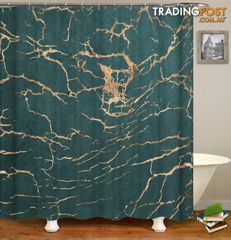 Teal Marble Shower Curtain - Curtain - 7427046139113