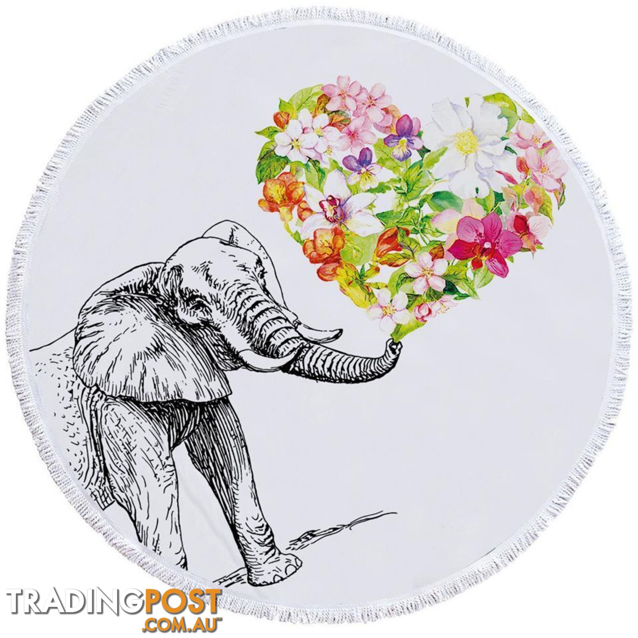 Heart of Flowers and Elephant Beach Towel - Towel - 7427046328760