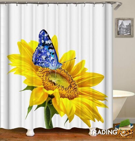 Blue Against Yellow Sunflower Shower Curtain - Curtain - 7427005933561