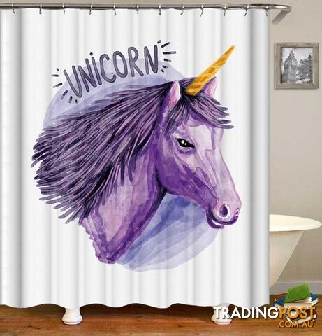 Purple Drawing Unicorn Shower Curtain - Curtain - 7427046092067