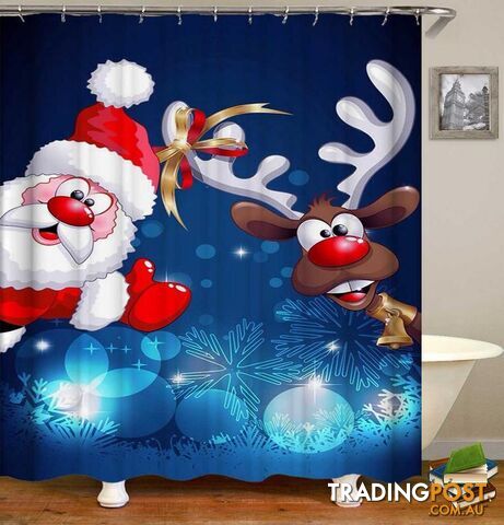 Reindeer And Santa Cartoon Shower Curtain - Curtains - 7427046060868