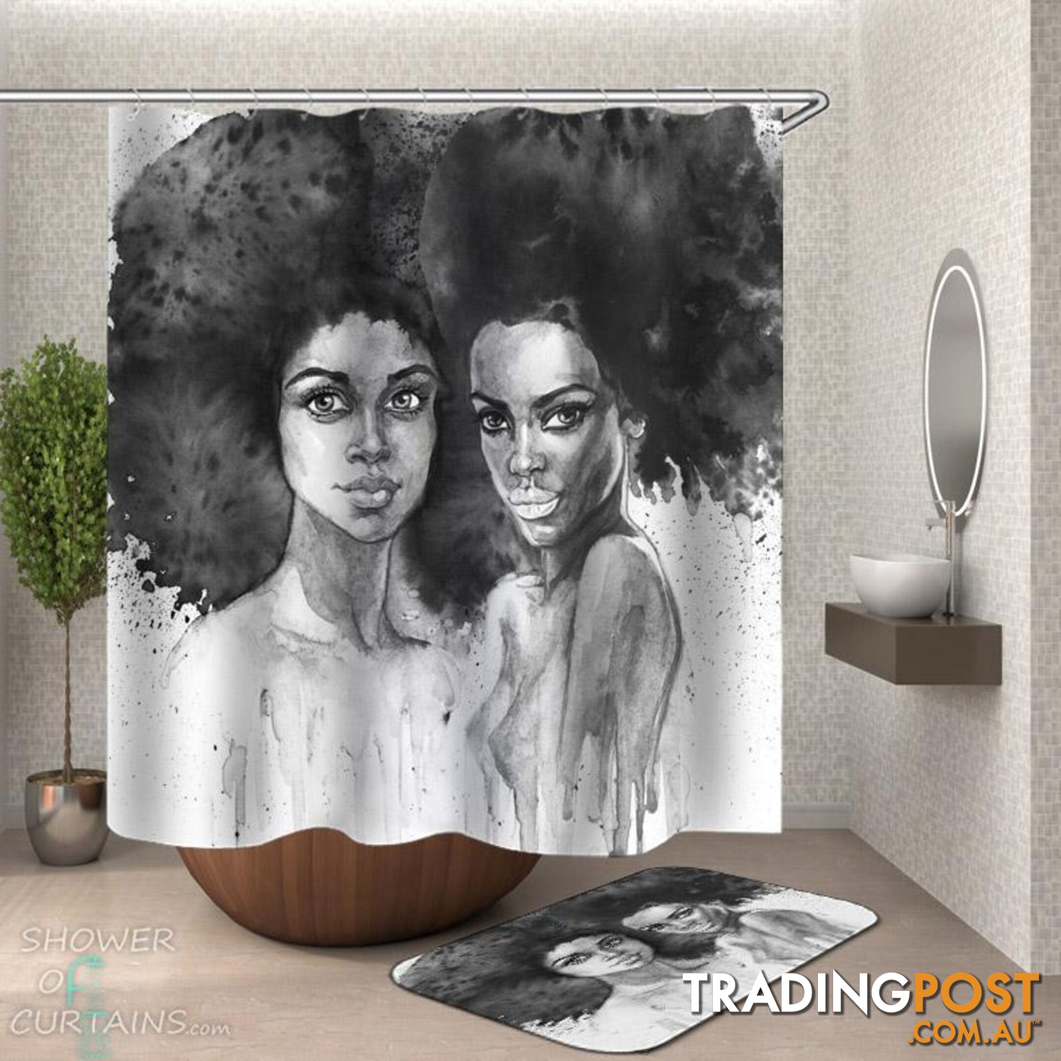 Art Painting Beautiful African Girls Shower Curtain - Curtain - 7427046300315