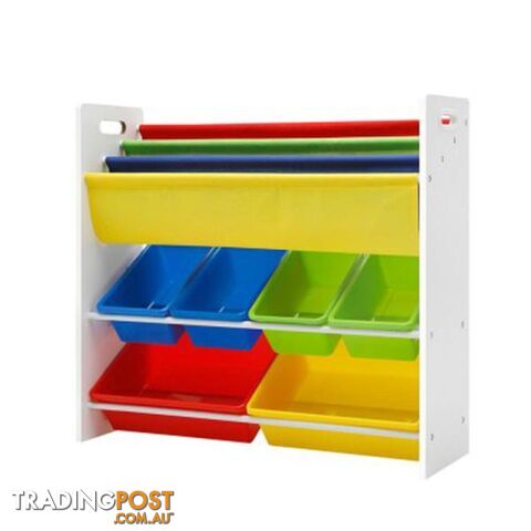 Kids Bookshelf Toy Storage Box Organizer Bookcase 3 Tiers - Keezi - 9350062198193