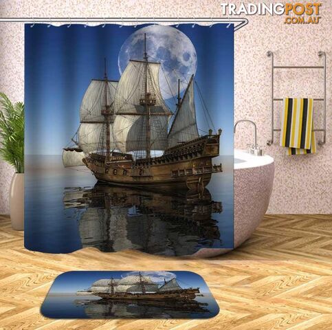 Old Style Sailing Ship Shower Curtain - Curtain - 7427046050371