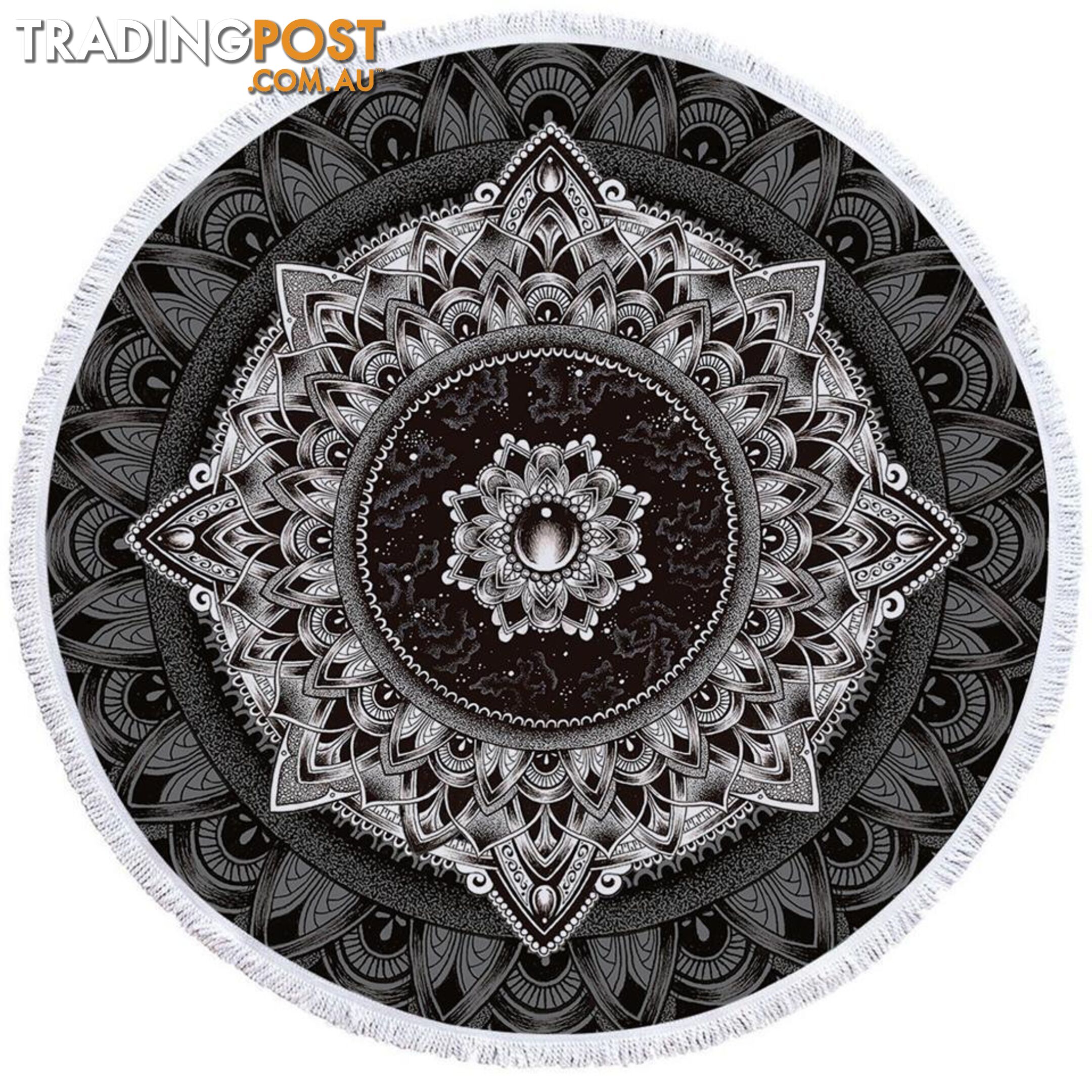 Black and White Mandala Beach Towel - Towel - 7427046324816