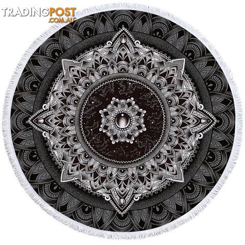 Black and White Mandala Beach Towel - Towel - 7427046324816