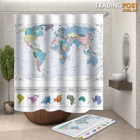 World Map Shower Curtain - Curtain - 7427046115780