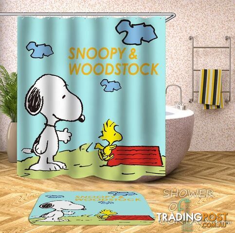 Snoopy And Woodstock Shower Curtain - Curtain - 7427046235723