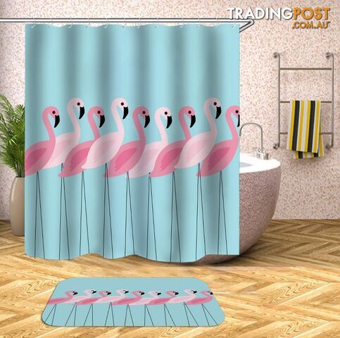 Simple Flamingo Row Shower Curtain - Curtain - 7427046017039