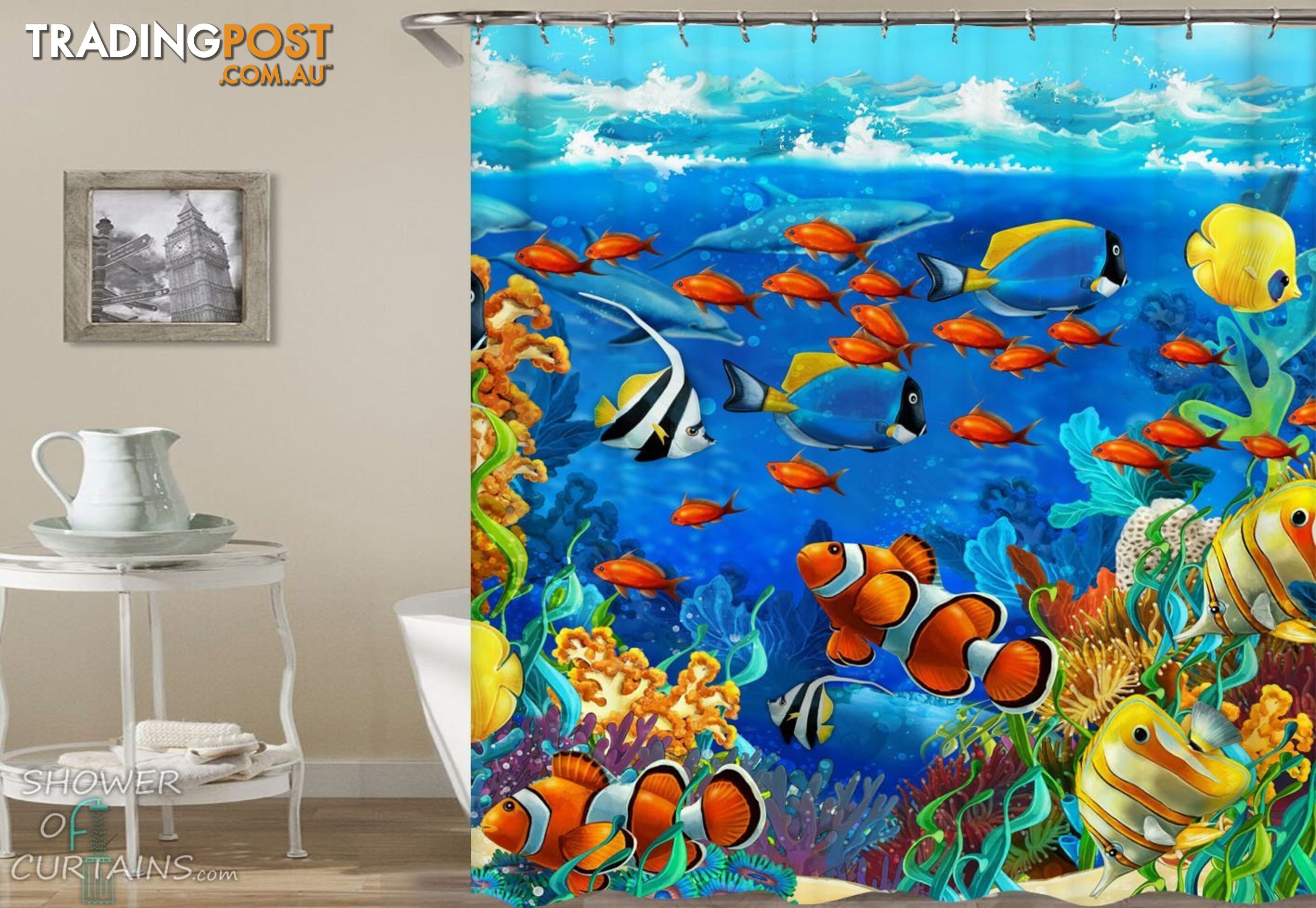 Colorful Ocean Life Shower Curtain - Curtain - 7427046282949