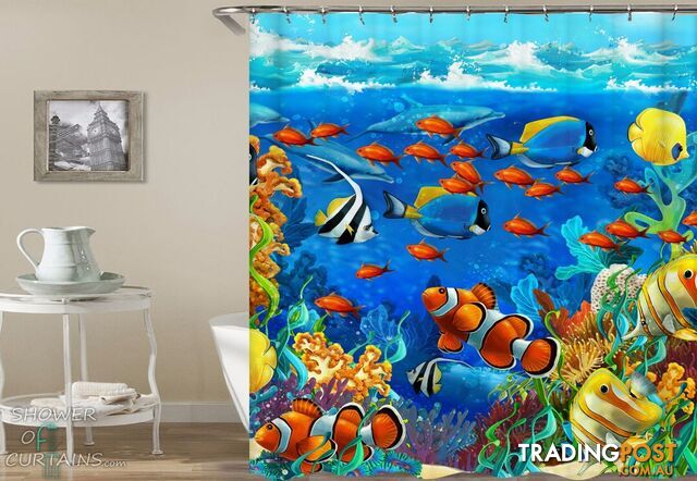 Colorful Ocean Life Shower Curtain - Curtain - 7427046282949
