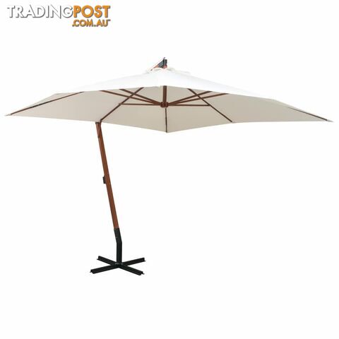 Hanging Parasol 300 x 300 Cm Wooden Pole White - Unbranded - 9476062037765