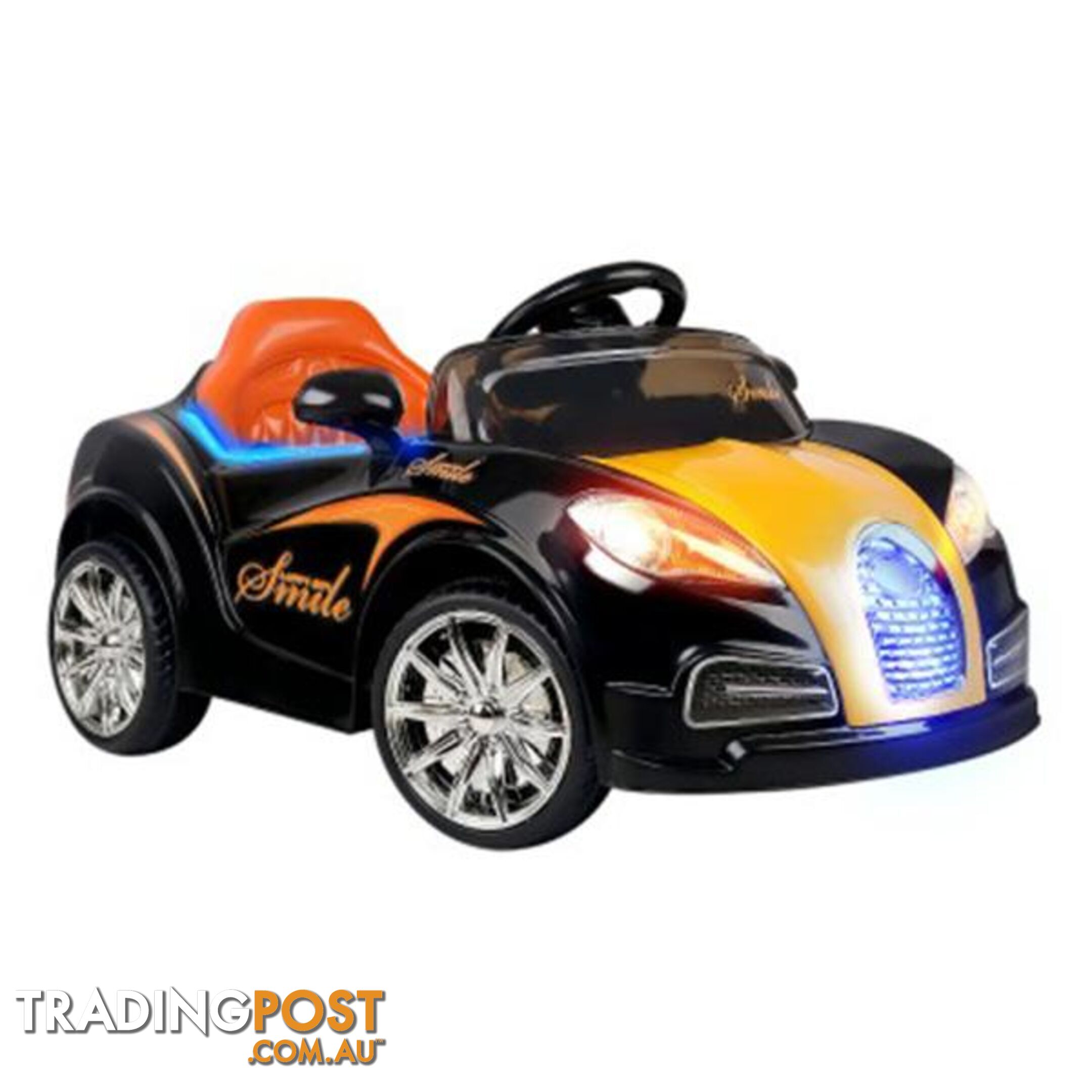 Kid's Ride On Bugatti Style Sports Car - Black/Orange - Rigo - 4326500264817