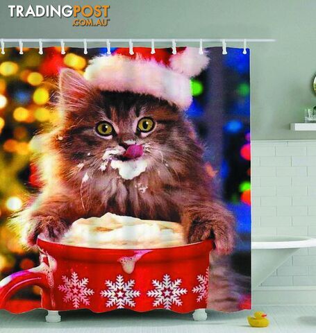 Cat Licking whipped Cream Shower Curtain - Curtain - 7427045995499