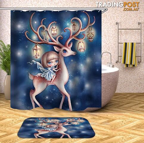 Cartoon Girl Riding A Deer Shower Curtain - Curtain - 7427045945616