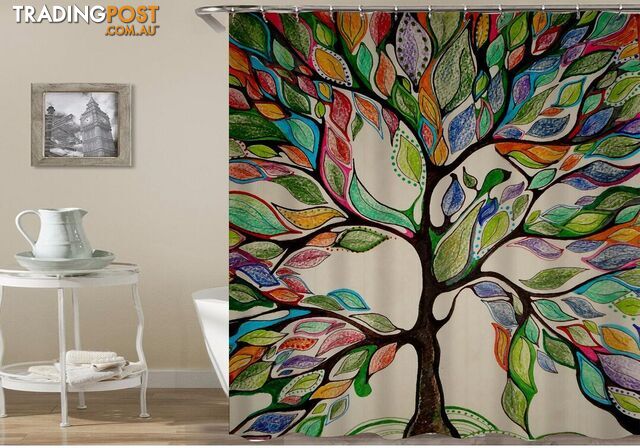 Multicolored Artwork Tree Shower Curtain - Curtain - 7427045927902