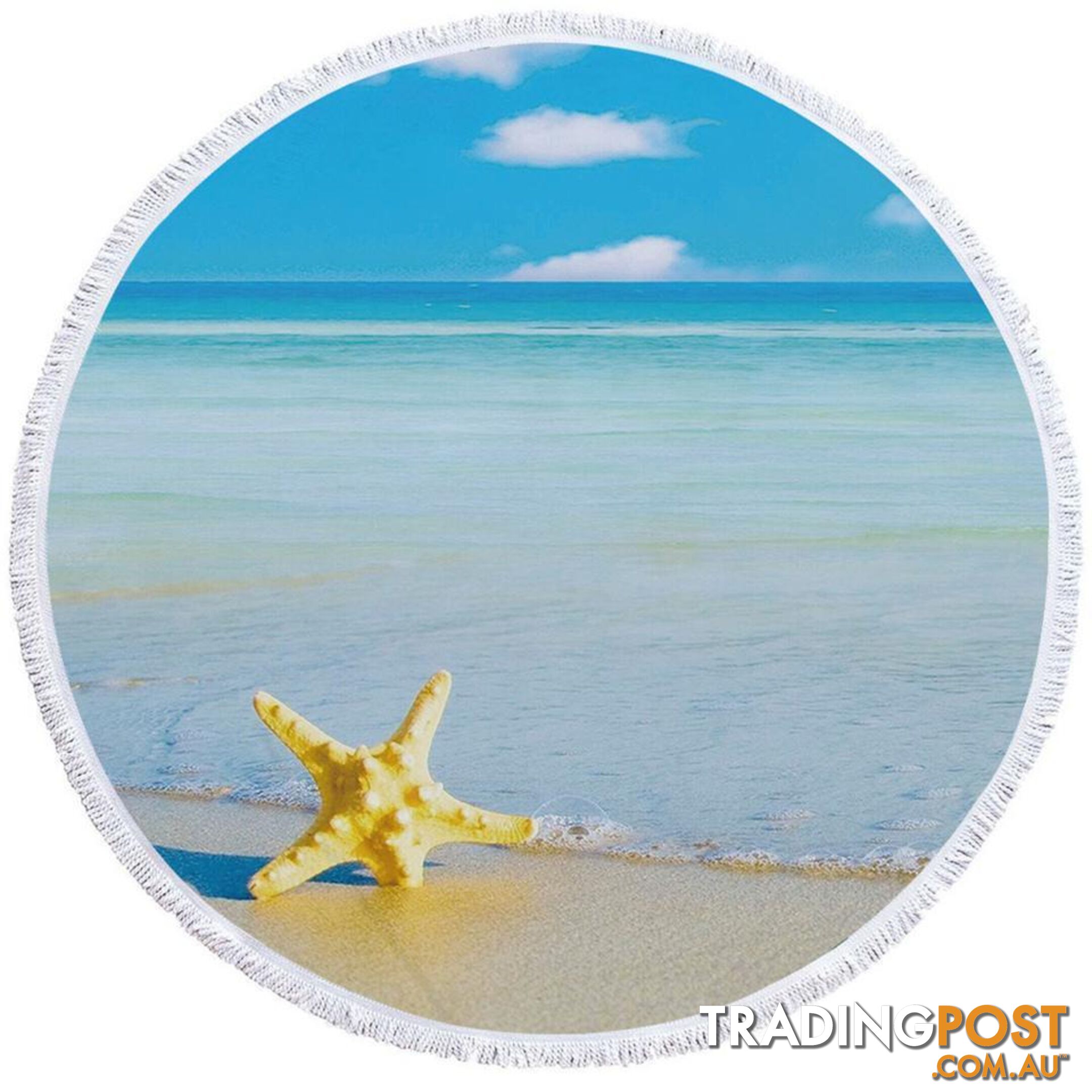 Yellow Starfish and Blue Ocean Beach Towel - Towel - 7427046327077