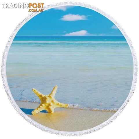 Yellow Starfish and Blue Ocean Beach Towel - Towel - 7427046327077