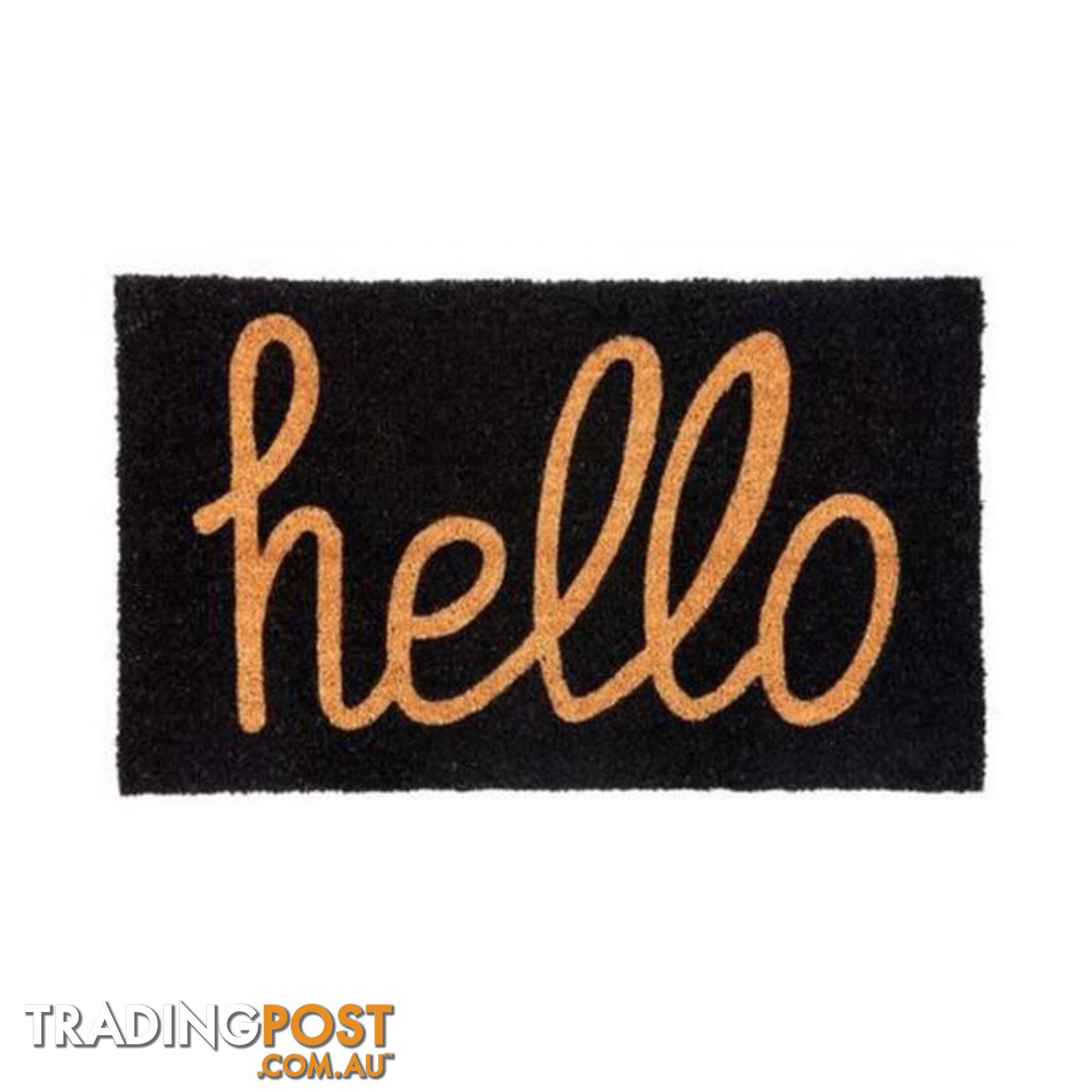 Hello Black Pvc Backed Coir Door Mat - Unbranded - 8901304508242