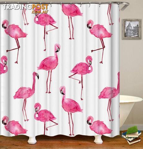 Watercolor Flamingo Pattern Shower Curtain - Curtain - 7427046014755