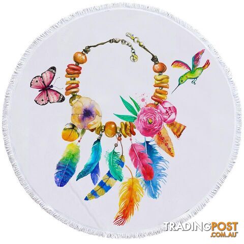 Colorful Feather Necklace Beach Towel - Towel - 7427046308069