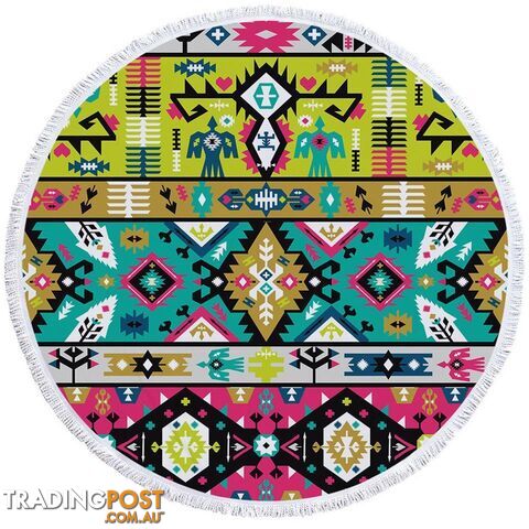 Multi Colored Aztec Beach Towel - Towel - 7427046304443