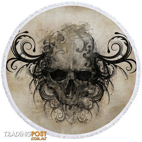 Scary Skull Drawing Beach Towel - Towel - 7427046319997