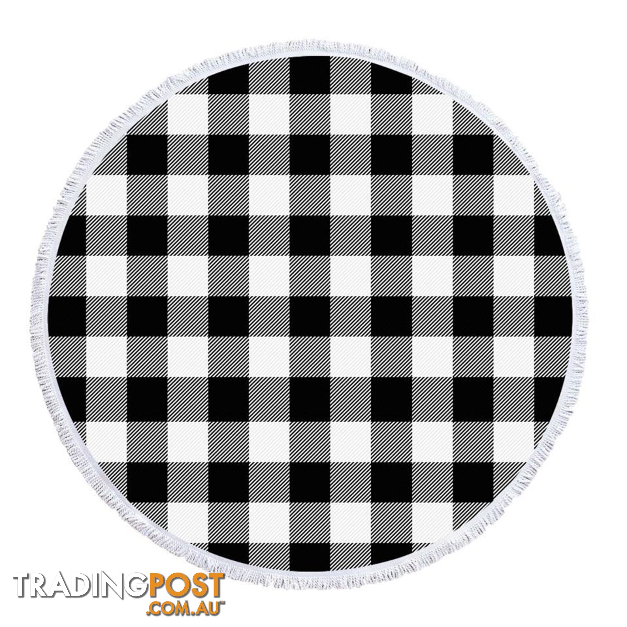 Black and White Gingham Beach Towel - Towel - 7427046341530