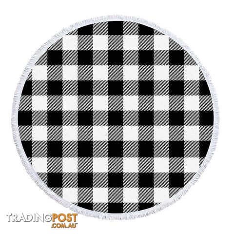 Black and White Gingham Beach Towel - Towel - 7427046341530